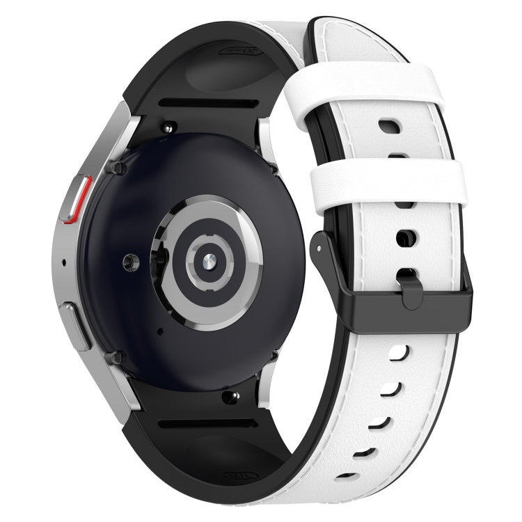 Pour Samsung Galaxy Watch5 44mm / 40mm Bracelet de montre à boucle noire en cuir de silicone, S, L