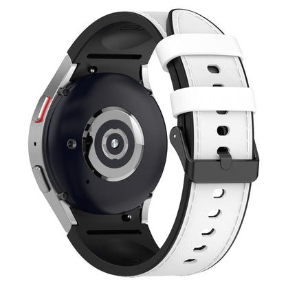 Pour Samsung Galaxy Watch5 44mm / 40mm Bracelet de montre à boucle noire en cuir de silicone, S, L