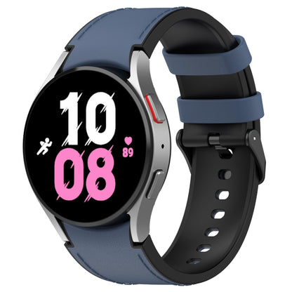 Pour Samsung Galaxy Watch5 44mm / 40mm Bracelet de montre à boucle noire en cuir de silicone, S, L