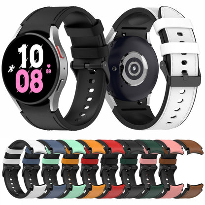 Pour Samsung Galaxy Watch5 44mm / 40mm Bracelet de montre à boucle noire en cuir de silicone, S, L