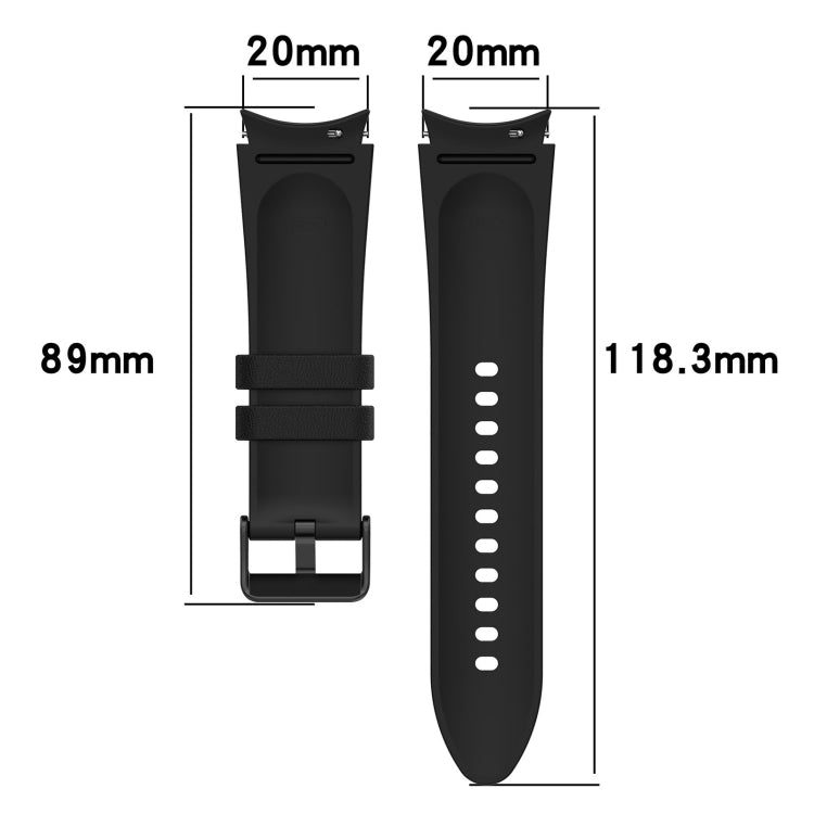 Pour Samsung Galaxy Watch5 44mm / 40mm Bracelet de montre à boucle noire en cuir de silicone, S, L