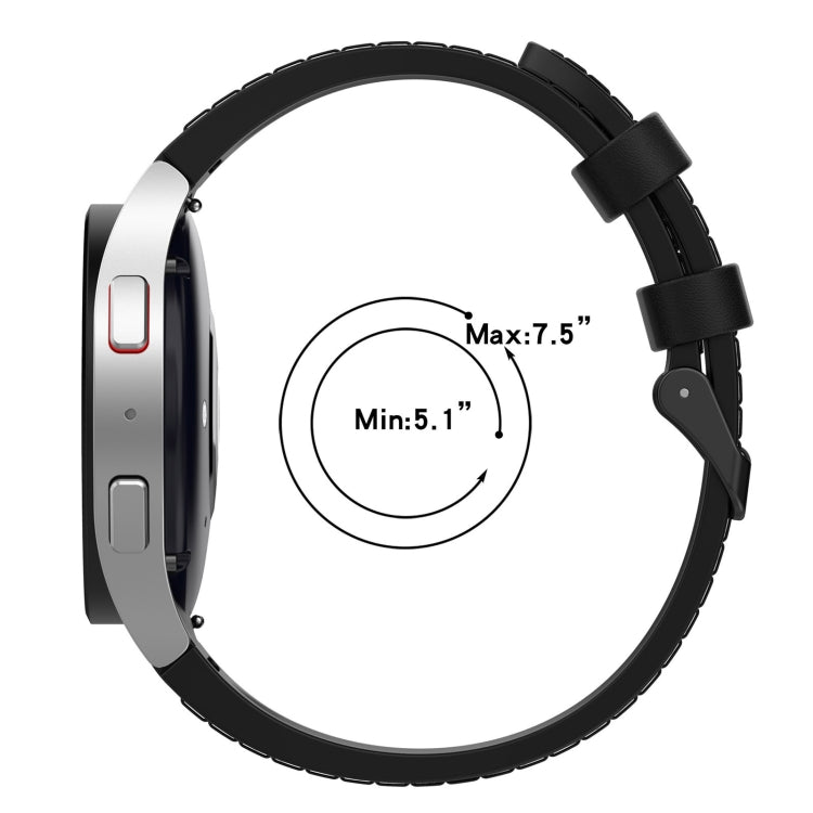 Pour Samsung Galaxy Watch5 44mm / 40mm Bracelet de montre à boucle noire en cuir de silicone, S, L