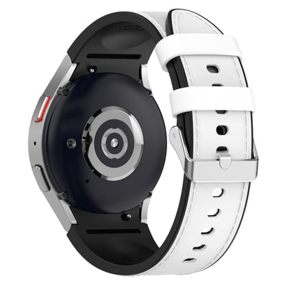 Pour Samsung Galaxy Watch5 44mm / 40mm Bracelet de montre à boucle argentée en cuir de silicone, S, L
