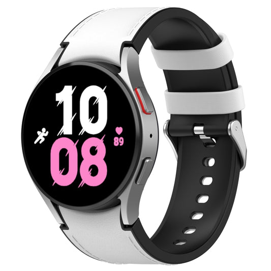 Pour Samsung Galaxy Watch5 44mm / 40mm Bracelet de montre à boucle argentée en cuir de silicone, S, L