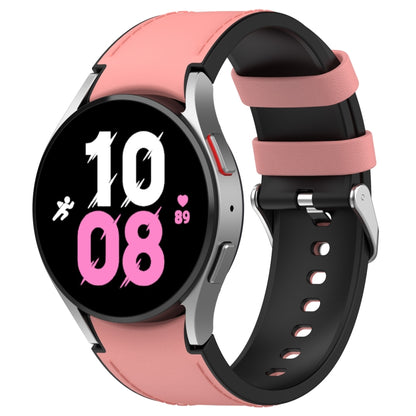 Pour Samsung Galaxy Watch5 44mm / 40mm Bracelet de montre à boucle argentée en cuir de silicone, S, L