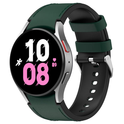 Pour Samsung Galaxy Watch5 44mm / 40mm Bracelet de montre à boucle argentée en cuir de silicone, S, L