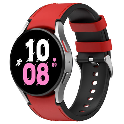 Pour Samsung Galaxy Watch5 44mm / 40mm Bracelet de montre à boucle argentée en cuir de silicone, S, L