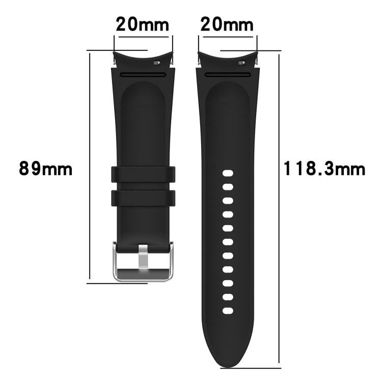 Pour Samsung Galaxy Watch5 44mm / 40mm Bracelet de montre à boucle argentée en cuir de silicone, S, L