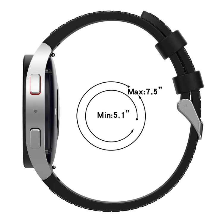 Pour Samsung Galaxy Watch5 44mm / 40mm Bracelet de montre à boucle argentée en cuir de silicone, S, L