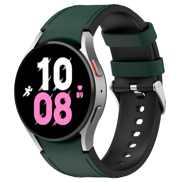 Pour Samsung Galaxy Watch5 44mm / 40mm Bracelet de montre à boucle argentée en cuir de silicone, S, L