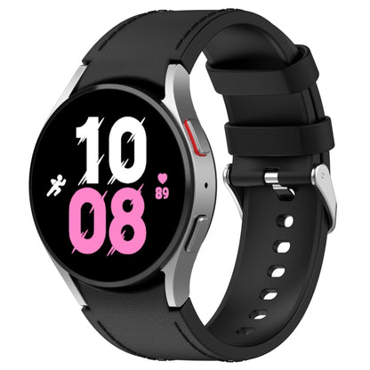 Pour Samsung Galaxy Watch5 44mm / 40mm Bracelet de montre à boucle argentée en cuir de silicone, S, L