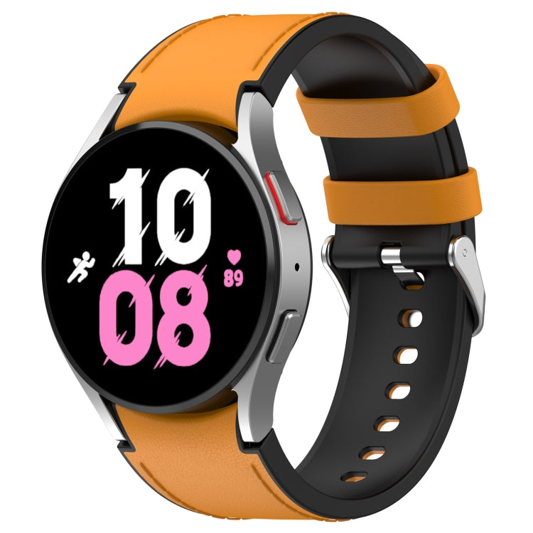 Pour Samsung Galaxy Watch5 44mm / 40mm Bracelet de montre à boucle argentée en cuir de silicone, S, L