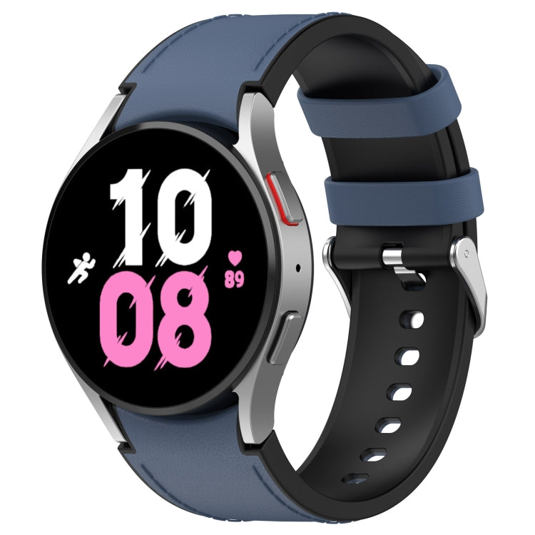 Pour Samsung Galaxy Watch5 44mm / 40mm Bracelet de montre à boucle argentée en cuir de silicone, S, L