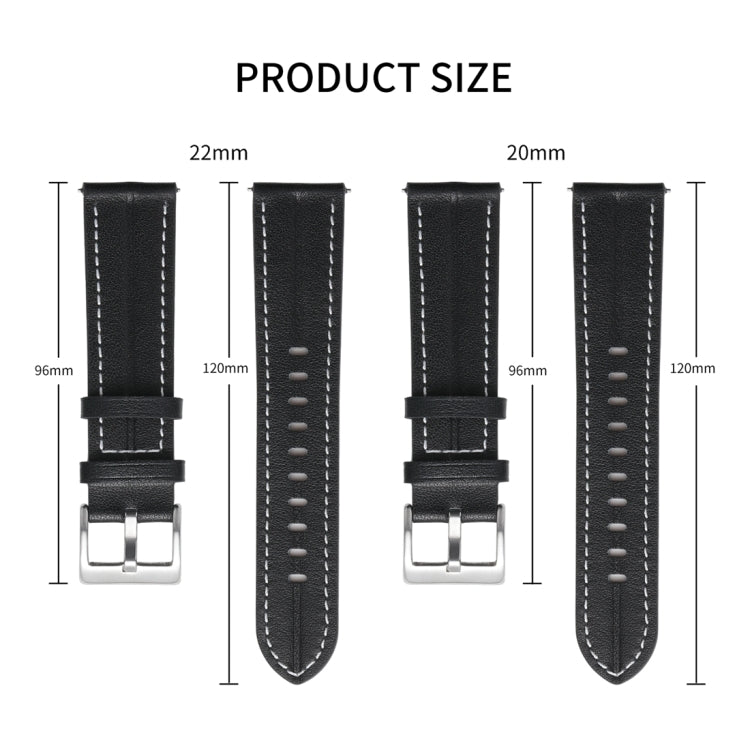 Bracelet de montre en cuir cannelé inhabituel, 20mm, 22mm