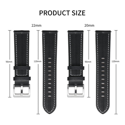 Bracelet de montre en cuir cannelé inhabituel, 20mm, 22mm