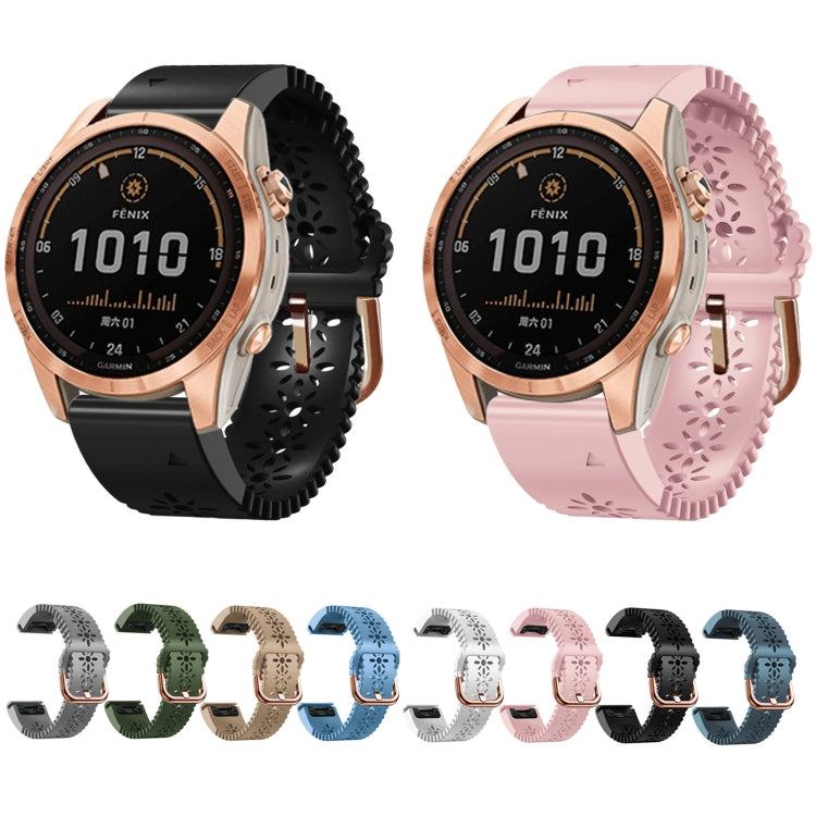 Bracelet de montre en silicone à dentelle à dégagement rapide, For Garmin Fenix 7S / 6S / 5S