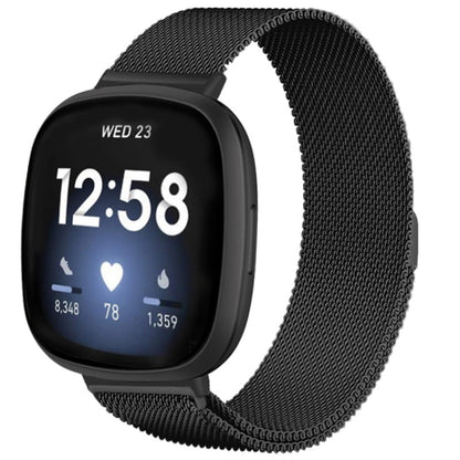 Bracelet de montre milanais à boucle fendue en métal magnétique 20 mm, For Fitbit Versa 4 / Versa 3