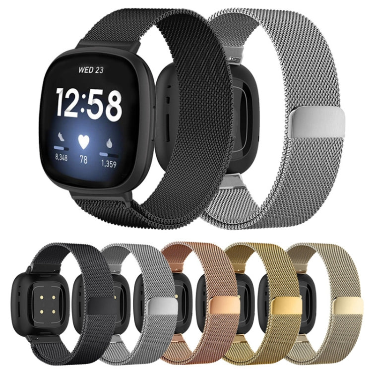 Bracelet de montre milanais à boucle fendue en métal magnétique 20 mm, For Fitbit Versa 4 / Versa 3