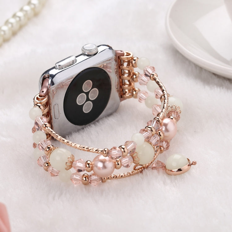 Bracelet de montre en agate lumineuse, For Apple Watch 5 & 4 40mm / 3 & 2 & 1 38mm, For Apple Watch Ultra 49mm / Series 8&7 45mm / SE 2&6&SE&5&4 44mm / 3&2&1 42mm