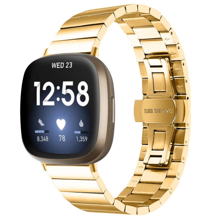 Bracelet de montre universel en métal avec boucle papillon, For Fitbit Versa 3 / Sense, For Fitbit Versa 4 / Sense 2