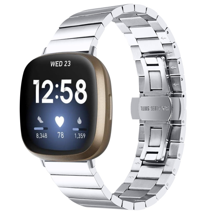 Bracelet de montre universel en métal avec boucle papillon, For Fitbit Versa 3 / Sense, For Fitbit Versa 4 / Sense 2