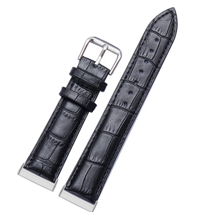 Bracelet de montre universel en cuir véritable à texture crocodile, For Fitbit Versa 3 / Sense, For Fitbit Versa 4 / Sense 2