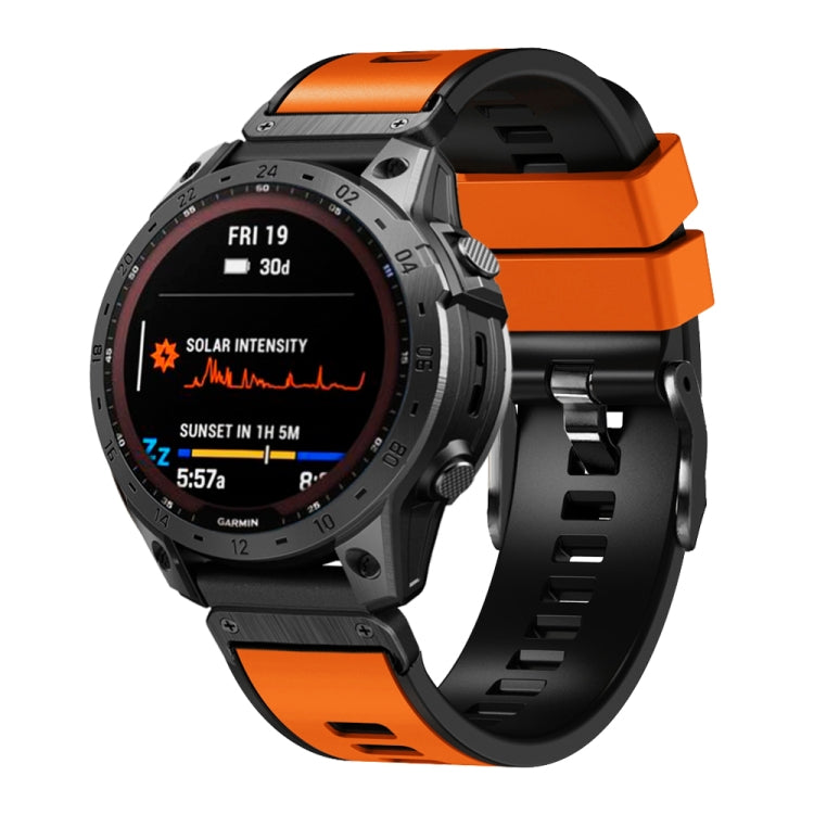 Bracelet de montre en silicone bicolore à armure toile de 26 mm, For Garmin Fenix 7X