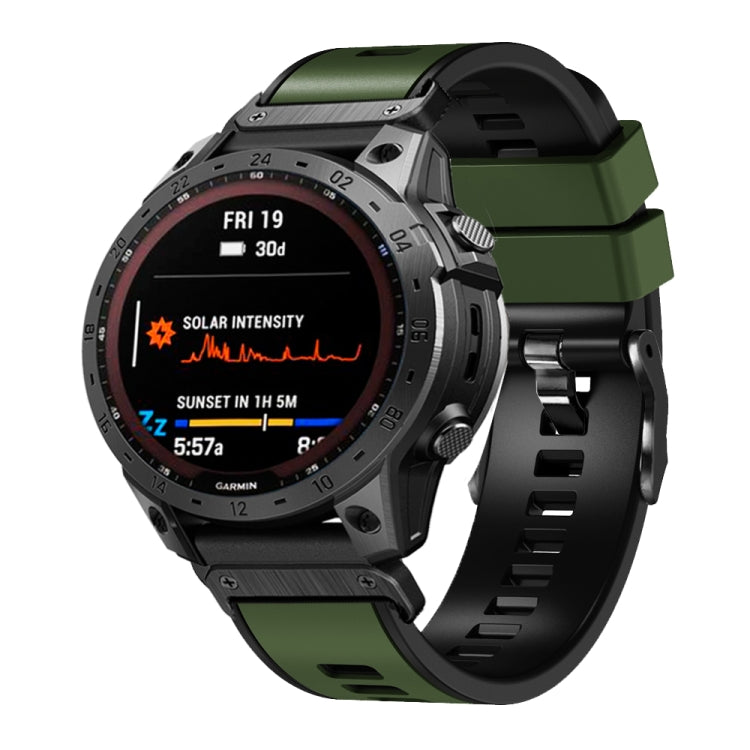 Bracelet de montre en silicone bicolore à armure toile de 26 mm, For Garmin Fenix 7X
