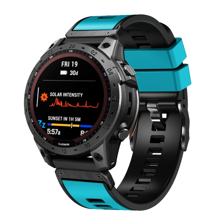 Bracelet de montre en silicone bicolore à armure toile de 26 mm, For Garmin Fenix 7X