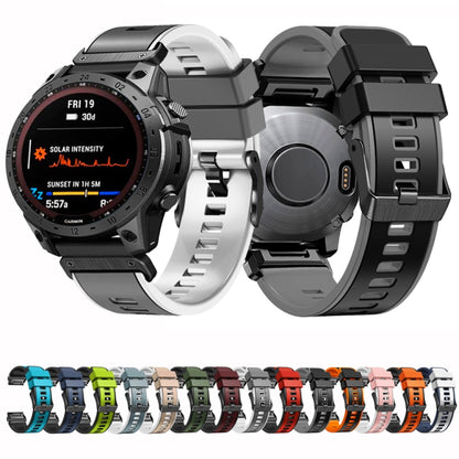 Bracelet de montre en silicone bicolore à armure toile de 26 mm, For Garmin Fenix 7X