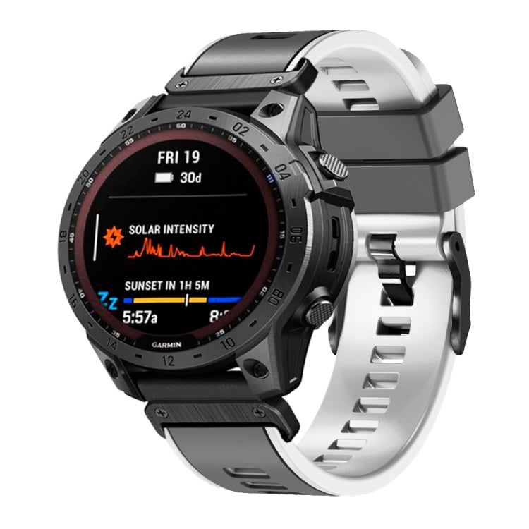 Bracelet de montre en silicone bicolore à armure toile de 22 mm, For Garmin Fenix 7