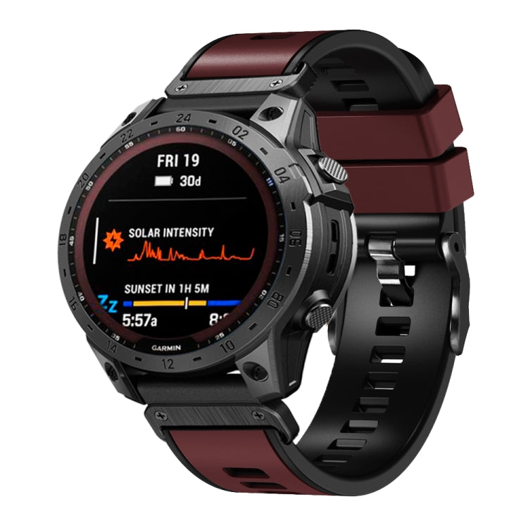 Bracelet de montre en silicone bicolore à armure toile de 22 mm, For Garmin Fenix 7