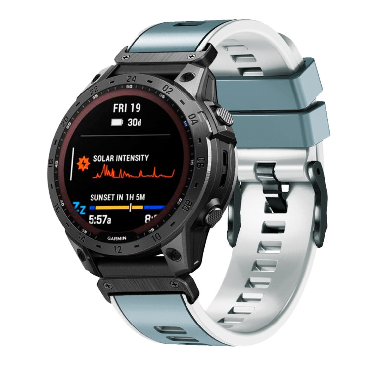 Bracelet de montre en silicone bicolore à armure toile de 22 mm, For Garmin Fenix 7