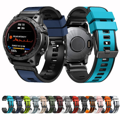 Bracelet de montre en silicone bicolore à armure toile de 22 mm, For Garmin Fenix 7