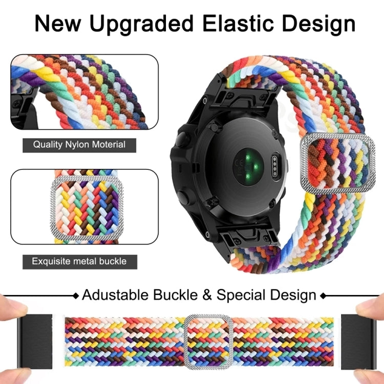 Bracelet de montre élastique en nylon tressé réglable, For Garmin Fenix 7