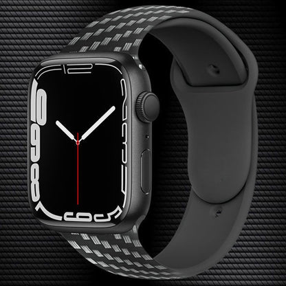 Bracelet en silicone en fibre de carbone, For Apple Watch Ultra 49mm / Series 8&745mm / SE 2&6&SE&5&4 44mm / 3&2&1 42mm, For Apple Watch Series 8&7 41mm / SE&SE&5&4 40mm / 3&2&1 38mm