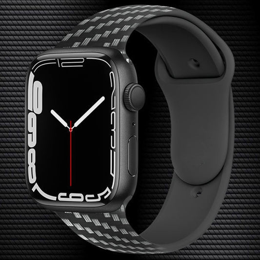 Bracelet en silicone en fibre de carbone, For Apple Watch Ultra 49mm / Series 8&745mm / SE 2&6&SE&5&4 44mm / 3&2&1 42mm, For Apple Watch Series 8&7 41mm / SE&SE&5&4 40mm / 3&2&1 38mm