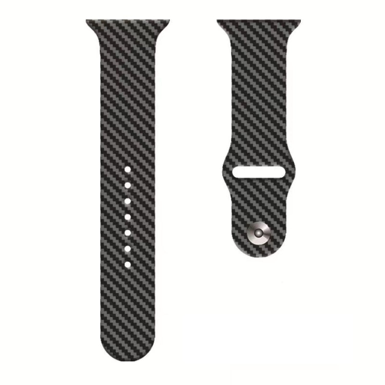 Bracelet en silicone en fibre de carbone, For Apple Watch Ultra 49mm / Series 8&745mm / SE 2&6&SE&5&4 44mm / 3&2&1 42mm, For Apple Watch Series 8&7 41mm / SE&SE&5&4 40mm / 3&2&1 38mm