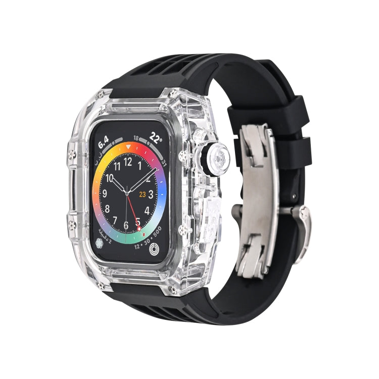 Boîtier de bracelet de montre transparent en caoutchouc fluoré, For Apple Watch Series 8&7 45mm, For Apple Watch Series 8&7 45mm/SE 2&6&SE&5&4 44mm