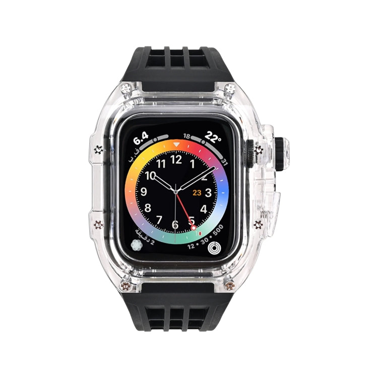 Boîtier de bracelet de montre transparent en caoutchouc fluoré, For Apple Watch Series 8&7 45mm, For Apple Watch Series 8&7 45mm/SE 2&6&SE&5&4 44mm