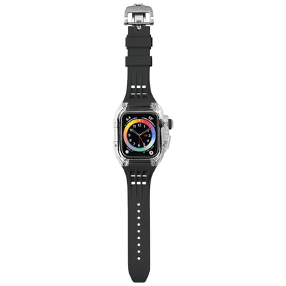 Boîtier de bracelet de montre transparent en caoutchouc fluoré, For Apple Watch Series 8&7 45mm, For Apple Watch Series 8&7 45mm/SE 2&6&SE&5&4 44mm
