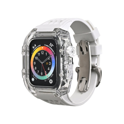 Boîtier de bracelet de montre transparent en caoutchouc fluoré, For Apple Watch Series 8&7 45mm, For Apple Watch Series 8&7 45mm/SE 2&6&SE&5&4 44mm