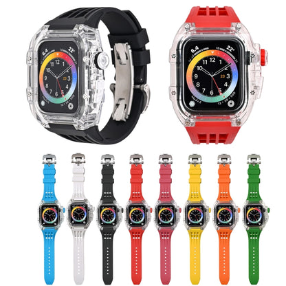 Boîtier de bracelet de montre transparent en caoutchouc fluoré, For Apple Watch Series 8&7 45mm, For Apple Watch Series 8&7 45mm/SE 2&6&SE&5&4 44mm