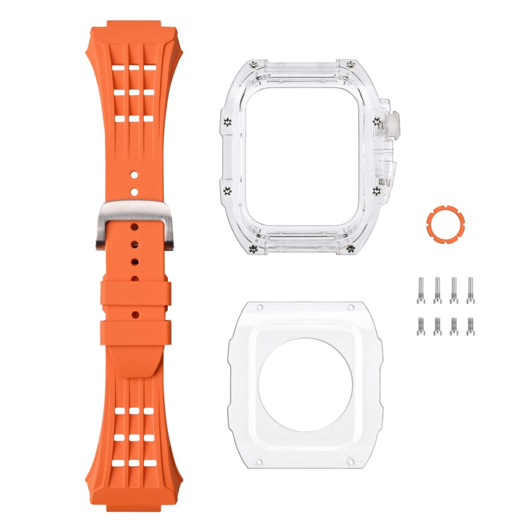 Boîtier de bracelet de montre transparent en caoutchouc fluoré, For Apple Watch Series 8&7 45mm, For Apple Watch Series 8&7 45mm/SE 2&6&SE&5&4 44mm