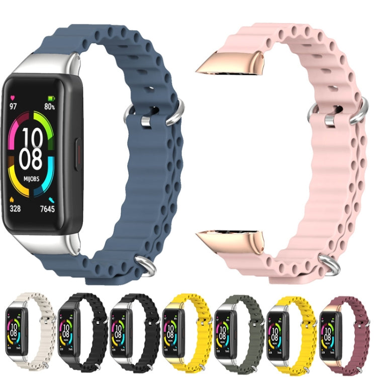 MIJOBS CS Bracelet de montre respirant en silicone marin, For Huawei Band 6 / Honor Band 6, For Huawei Band 7 / 7 NFC