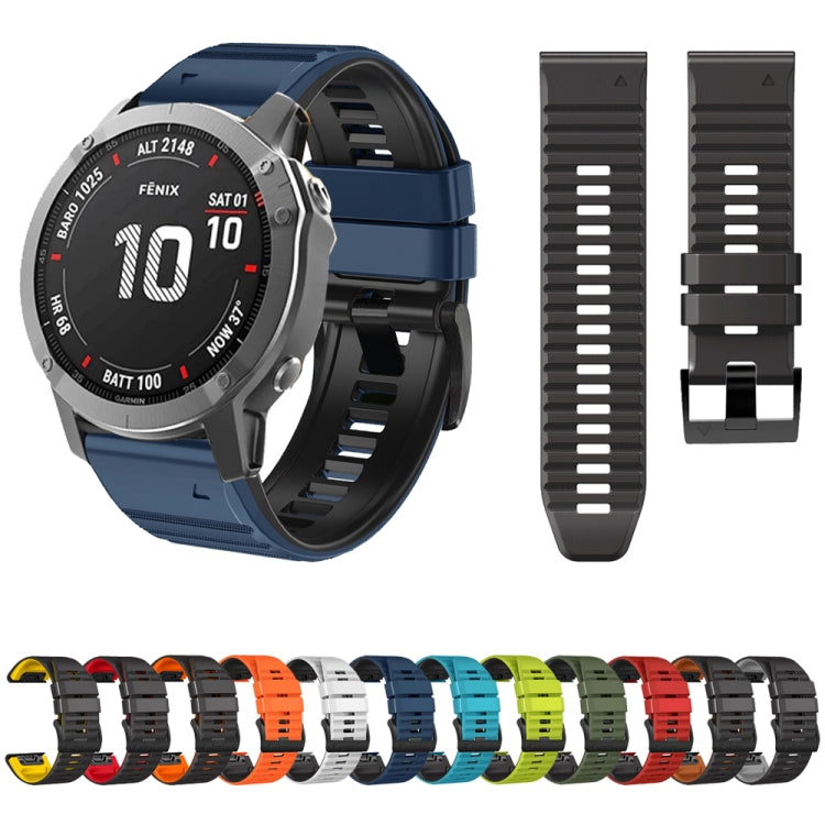 Bracelet de montre en silicone bicolore, For Garmin Fenix 7X / 6X / 5X 26mm