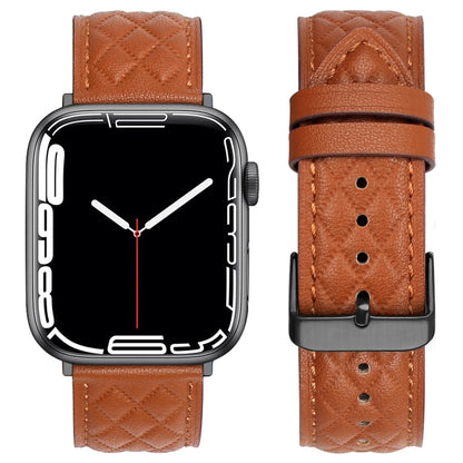 Bracelet de montre en cuir véritable motif losange pour Apple Watch Series 8 & 7 41mm / SE 2 & 6 & SE & 5 & 4 40mm / 3 & 2 & 1 38mm, For Apple Watch Series 8&7 41mm / SE 2&6&SE&5&4 40mm / 3&2&1 38mm