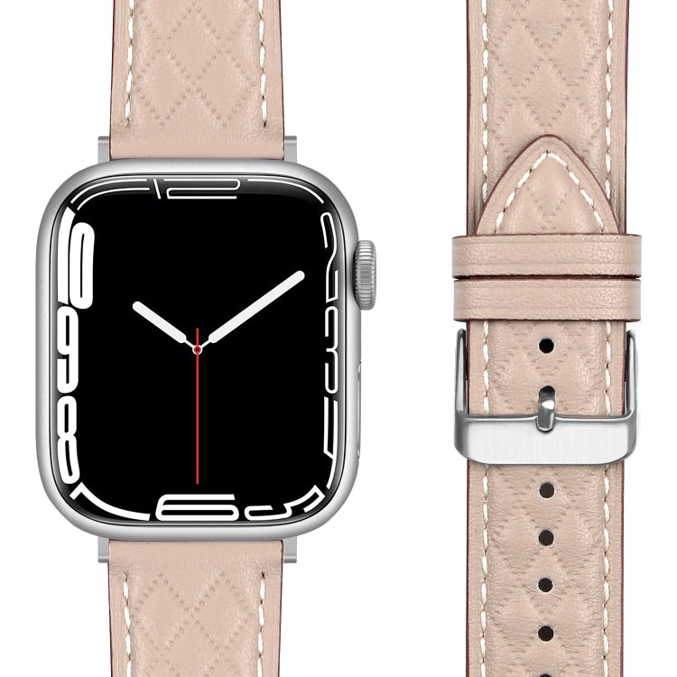 Bracelet de montre en cuir véritable motif losange pour Apple Watch Series 8 & 7 41mm / SE 2 & 6 & SE & 5 & 4 40mm / 3 & 2 & 1 38mm, For Apple Watch Series 8&7 41mm / SE 2&6&SE&5&4 40mm / 3&2&1 38mm