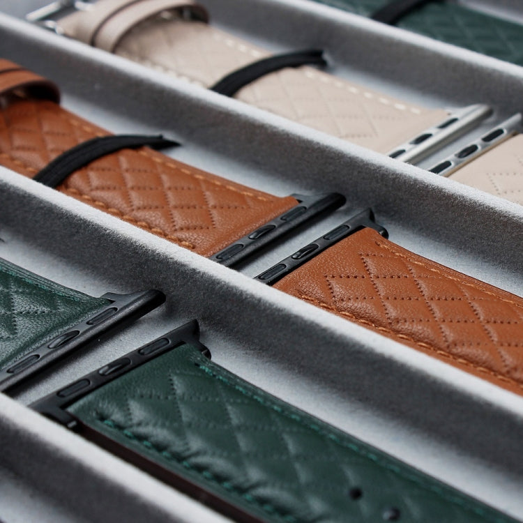 Bracelet de montre en cuir véritable motif losange pour Apple Watch Series 8 & 7 41mm / SE 2 & 6 & SE & 5 & 4 40mm / 3 & 2 & 1 38mm, For Apple Watch Series 8&7 41mm / SE 2&6&SE&5&4 40mm / 3&2&1 38mm
