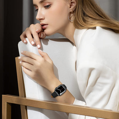 Bracelet de montre en cuir véritable motif losange pour Apple Watch Series 8 & 7 41mm / SE 2 & 6 & SE & 5 & 4 40mm / 3 & 2 & 1 38mm, For Apple Watch Series 8&7 41mm / SE 2&6&SE&5&4 40mm / 3&2&1 38mm